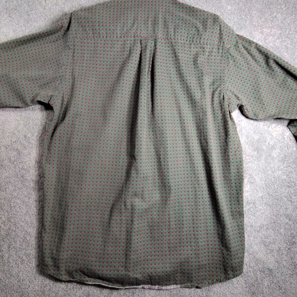 Cinch Button Down Shirt Diamond Print Western Short Sleeve Green Mens Size M - Picture 6 of 9